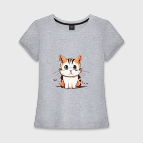 Женская футболка хлопок Slim с принтом Милый котик XL в Петрозаводске,  |  | 
