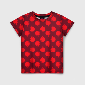 Детская футболка 3D с принтом Паттерн с  красными яблоками в Санкт-Петербурге, 100% гипоаллергенный полиэфир | прямой крой, круглый вырез горловины, длина до линии бедер, чуть спущенное плечо, ткань немного тянется | 