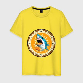 Мужская футболка хлопок с принтом Апельсиновый сюрприз от голубой акулы в Тюмени, 100% хлопок | прямой крой, круглый вырез горловины, длина до линии бедер, слегка спущенное плечо. | 