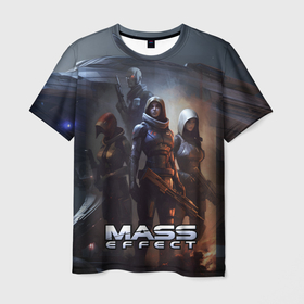 Мужская футболка 3D с принтом Mass Effect space game в Екатеринбурге, 100% полиэфир | прямой крой, круглый вырез горловины, длина до линии бедер | Тематика изображения на принте: 