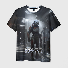 Мужская футболка 3D с принтом Mass Effect game   пришелец в Новосибирске, 100% полиэфир | прямой крой, круглый вырез горловины, длина до линии бедер | 