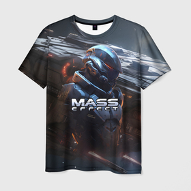 Мужская футболка 3D с принтом Mass Effect game  space в Екатеринбурге, 100% полиэфир | прямой крой, круглый вырез горловины, длина до линии бедер | Тематика изображения на принте: 