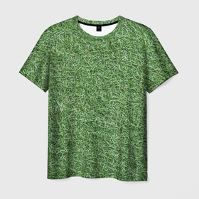 Мужская футболка 3D с принтом Зеленая травка в Новосибирске, 100% полиэфир | прямой крой, круглый вырез горловины, длина до линии бедер | 