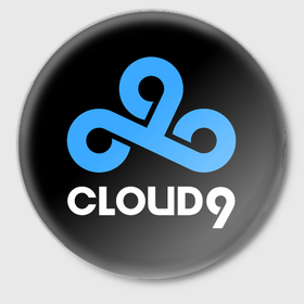 Значок с принтом Cloud9   логотип с названием команды в Петрозаводске,  металл | круглая форма, металлическая застежка в виде булавки | Тематика изображения на принте: 