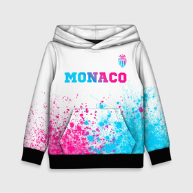Детская толстовка 3D с принтом Monaco neon gradient style посередине в Тюмени, 100% полиэстер | двухслойный капюшон со шнурком для регулировки, мягкие манжеты на рукавах и по низу толстовки, спереди карман-кенгуру с мягким внутренним слоем | 