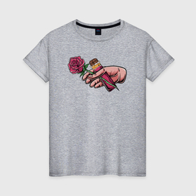 Женская футболка хлопок с принтом Шоколад и роза в Кировске, 100% хлопок | прямой крой, круглый вырез горловины, длина до линии бедер, слегка спущенное плечо | 
