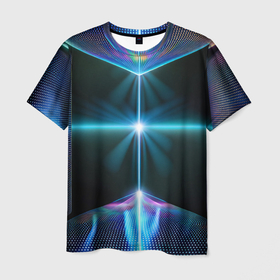 Мужская футболка 3D с принтом Фантастический портал в космос , 100% полиэфир | прямой крой, круглый вырез горловины, длина до линии бедер | 
