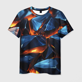 Мужская футболка 3D с принтом Абстрактные неоновые камушки в Кировске, 100% полиэфир | прямой крой, круглый вырез горловины, длина до линии бедер | 