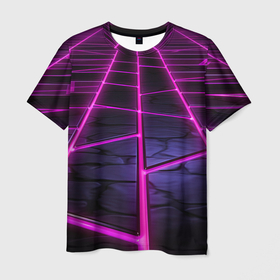 Мужская футболка 3D с принтом Световой фиолетовый путь в Тюмени, 100% полиэфир | прямой крой, круглый вырез горловины, длина до линии бедер | 