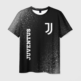 Мужская футболка 3D с принтом Juventus sport на темном фоне вертикально , 100% полиэфир | прямой крой, круглый вырез горловины, длина до линии бедер | 