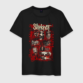 Мужская футболка хлопок с принтом Slipknot rock band в Кировске, 100% хлопок | прямой крой, круглый вырез горловины, длина до линии бедер, слегка спущенное плечо. | Тематика изображения на принте: 