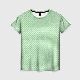 Женская футболка 3D с принтом Светлый зелёный паттерн треугольники , 100% полиэфир ( синтетическое хлопкоподобное полотно) | прямой крой, круглый вырез горловины, длина до линии бедер | 