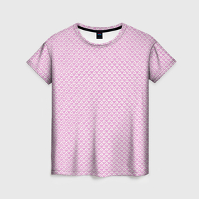 Женская футболка 3D с принтом Светлый розовый паттерн треугольнички в Екатеринбурге, 100% полиэфир ( синтетическое хлопкоподобное полотно) | прямой крой, круглый вырез горловины, длина до линии бедер | 