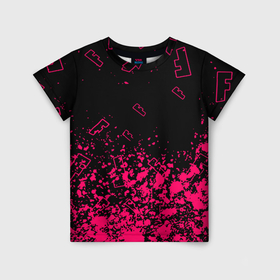 Детская футболка 3D с принтом Fortnite розовый стиль геймер в Кировске, 100% гипоаллергенный полиэфир | прямой крой, круглый вырез горловины, длина до линии бедер, чуть спущенное плечо, ткань немного тянется | 