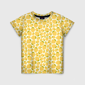 Детская футболка 3D с принтом Паттерн с желтой клубникой в Тюмени, 100% гипоаллергенный полиэфир | прямой крой, круглый вырез горловины, длина до линии бедер, чуть спущенное плечо, ткань немного тянется | 
