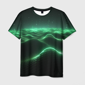 Мужская футболка 3D с принтом Круглый зеленый мистический фон в Курске, 100% полиэфир | прямой крой, круглый вырез горловины, длина до линии бедер | 