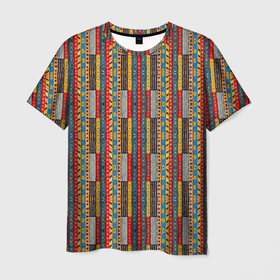 Мужская футболка 3D с принтом Африканские полоски в Новосибирске, 100% полиэфир | прямой крой, круглый вырез горловины, длина до линии бедер | 