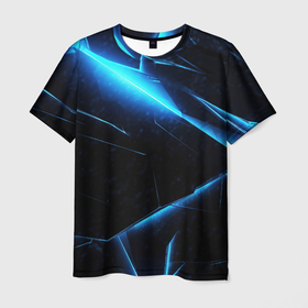 Мужская футболка 3D с принтом Неоновая яркая геометрическая абстракция  со светом в Кировске, 100% полиэфир | прямой крой, круглый вырез горловины, длина до линии бедер | 