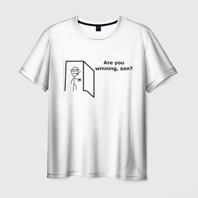 Мужская футболка 3D с принтом Are you winning  son мем  про геймера в Ухте, 100% полиэфир | прямой крой, круглый вырез горловины, длина до линии бедер | 