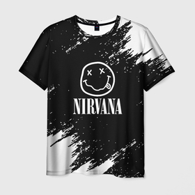 Мужская футболка 3D с принтом Nirvana текустура краски в Петрозаводске, 100% полиэфир | прямой крой, круглый вырез горловины, длина до линии бедер | Тематика изображения на принте: 