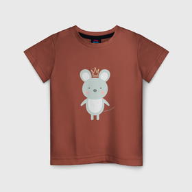 Детская футболка хлопок с принтом Королева мышка в Екатеринбурге, 100% хлопок | круглый вырез горловины, полуприлегающий силуэт, длина до линии бедер | Тематика изображения на принте: 