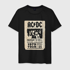 Мужская футболка хлопок с принтом AC DC  винтажный постер в Санкт-Петербурге, 100% хлопок | прямой крой, круглый вырез горловины, длина до линии бедер, слегка спущенное плечо. | Тематика изображения на принте: 