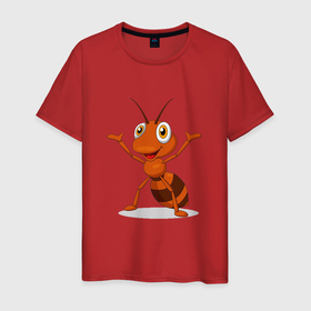 Мужская футболка хлопок с принтом Классный веселый муравей в Тюмени, 100% хлопок | прямой крой, круглый вырез горловины, длина до линии бедер, слегка спущенное плечо. | 