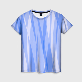 Женская футболка 3D с принтом Полосатый сиренево голубой пламенный в Кировске, 100% полиэфир ( синтетическое хлопкоподобное полотно) | прямой крой, круглый вырез горловины, длина до линии бедер | 