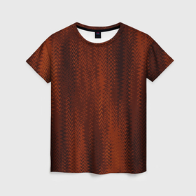 Женская футболка 3D с принтом Ярко коричневый волнистыми линиями в Петрозаводске, 100% полиэфир ( синтетическое хлопкоподобное полотно) | прямой крой, круглый вырез горловины, длина до линии бедер | 