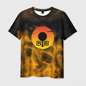 Мужская футболка 3D с принтом PUBG огненный стиль в Санкт-Петербурге, 100% полиэфир | прямой крой, круглый вырез горловины, длина до линии бедер | Тематика изображения на принте: 