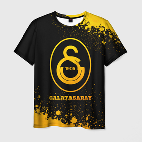 Мужская футболка 3D с принтом Galatasaray   gold gradient в Тюмени, 100% полиэфир | прямой крой, круглый вырез горловины, длина до линии бедер | 