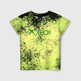 Детская футболка 3D с принтом Xbox брызги красок кислота в Белгороде, 100% гипоаллергенный полиэфир | прямой крой, круглый вырез горловины, длина до линии бедер, чуть спущенное плечо, ткань немного тянется | 
