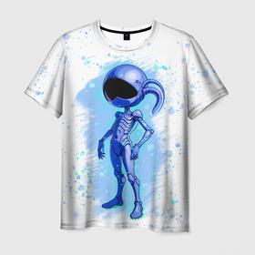 Мужская футболка 3D с принтом Инопланетянин среди звезд   An alien among the stars в Курске, 100% полиэфир | прямой крой, круглый вырез горловины, длина до линии бедер | Тематика изображения на принте: 