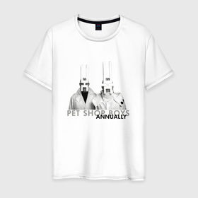 Мужская футболка хлопок с принтом Pet Shop Boys   Annually в Новосибирске, 100% хлопок | прямой крой, круглый вырез горловины, длина до линии бедер, слегка спущенное плечо. | 