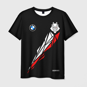 Мужская футболка 3D с принтом G2 esports red geometry в Белгороде, 100% полиэфир | прямой крой, круглый вырез горловины, длина до линии бедер | Тематика изображения на принте: 