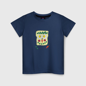 Детская футболка хлопок с принтом Бутерброд веселый в Курске, 100% хлопок | круглый вырез горловины, полуприлегающий силуэт, длина до линии бедер | 