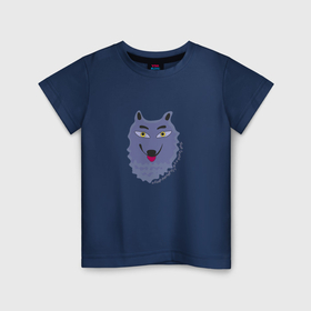 Детская футболка хлопок с принтом Волк серый не страшный в Курске, 100% хлопок | круглый вырез горловины, полуприлегающий силуэт, длина до линии бедер | Тематика изображения на принте: 