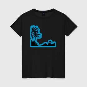 Женская футболка хлопок с принтом Tardis island в Петрозаводске, 100% хлопок | прямой крой, круглый вырез горловины, длина до линии бедер, слегка спущенное плечо | Тематика изображения на принте: 