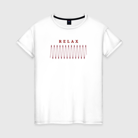 Женская футболка хлопок с принтом Relax спокойствие в Санкт-Петербурге, 100% хлопок | прямой крой, круглый вырез горловины, длина до линии бедер, слегка спущенное плечо | 