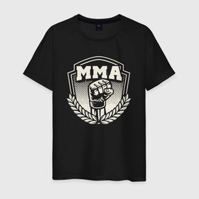 Мужская футболка хлопок с принтом Кулак MMA в Екатеринбурге, 100% хлопок | прямой крой, круглый вырез горловины, длина до линии бедер, слегка спущенное плечо. | Тематика изображения на принте: 