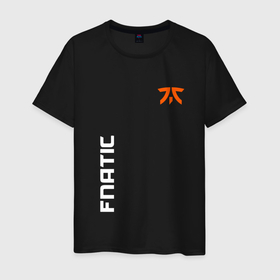 Мужская футболка хлопок с принтом Fnatic logo with name в Екатеринбурге, 100% хлопок | прямой крой, круглый вырез горловины, длина до линии бедер, слегка спущенное плечо. | 