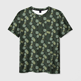 Мужская футболка 3D с принтом Зелёные тюльпаны , 100% полиэфир | прямой крой, круглый вырез горловины, длина до линии бедер | Тематика изображения на принте: 