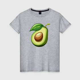 Женская футболка хлопок с принтом Авокадо иллюстрация в Кировске, 100% хлопок | прямой крой, круглый вырез горловины, длина до линии бедер, слегка спущенное плечо | 