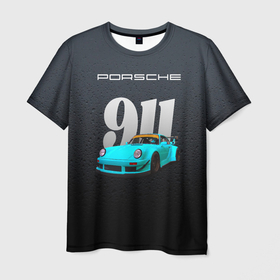 Мужская футболка 3D с принтом Porsche 911 спортивный автомобиль в Курске, 100% полиэфир | прямой крой, круглый вырез горловины, длина до линии бедер | Тематика изображения на принте: 