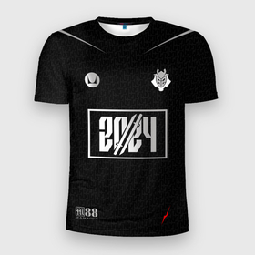 Мужская футболка 3D Slim с принтом G2 Esports   Pro kit Jersey 2024 в Новосибирске, 100% полиэстер с улучшенными характеристиками | приталенный силуэт, круглая горловина, широкие плечи, сужается к линии бедра | 