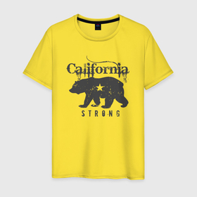 Мужская футболка хлопок с принтом Strong California в Курске, 100% хлопок | прямой крой, круглый вырез горловины, длина до линии бедер, слегка спущенное плечо. | Тематика изображения на принте: 
