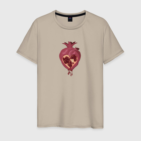 Мужская футболка хлопок с принтом Гранатовое сердце , 100% хлопок | прямой крой, круглый вырез горловины, длина до линии бедер, слегка спущенное плечо. | 