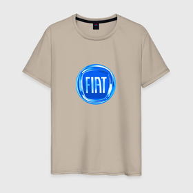 Мужская футболка хлопок с принтом FIAT logo blue в Курске, 100% хлопок | прямой крой, круглый вырез горловины, длина до линии бедер, слегка спущенное плечо. | 