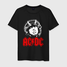 Мужская футболка хлопок с принтом AC DC Angus Young rock в Новосибирске, 100% хлопок | прямой крой, круглый вырез горловины, длина до линии бедер, слегка спущенное плечо. | 