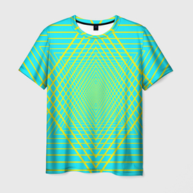 Мужская футболка 3D с принтом Трансформация контурных треугольников в Тюмени, 100% полиэфир | прямой крой, круглый вырез горловины, длина до линии бедер | 